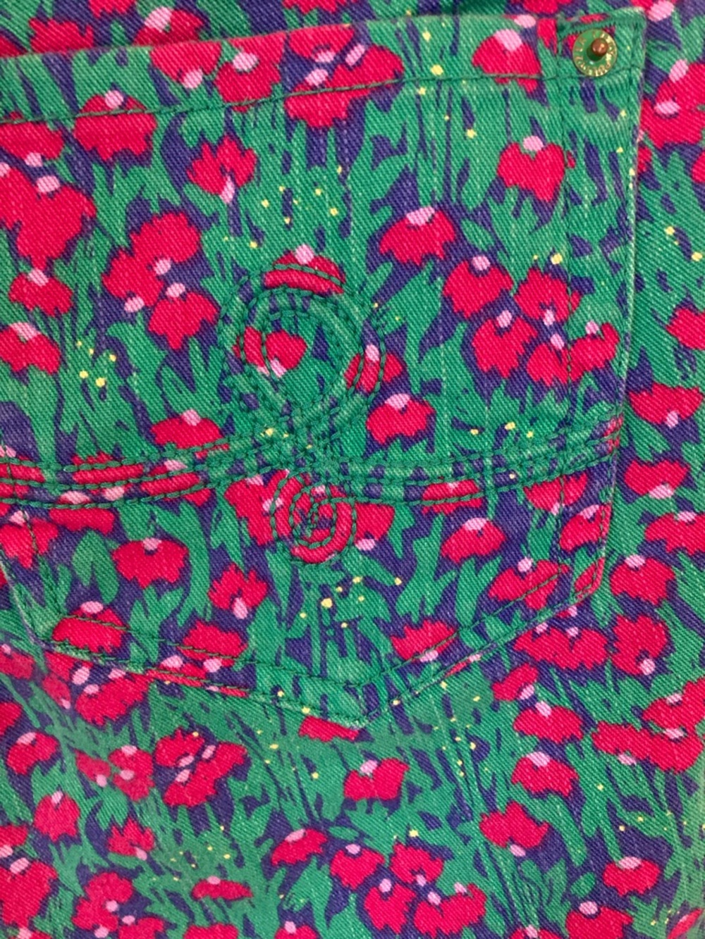 Lilly Pulitzer Green Skinny Jeans with Pink Floral Print - Picture 8 of 15